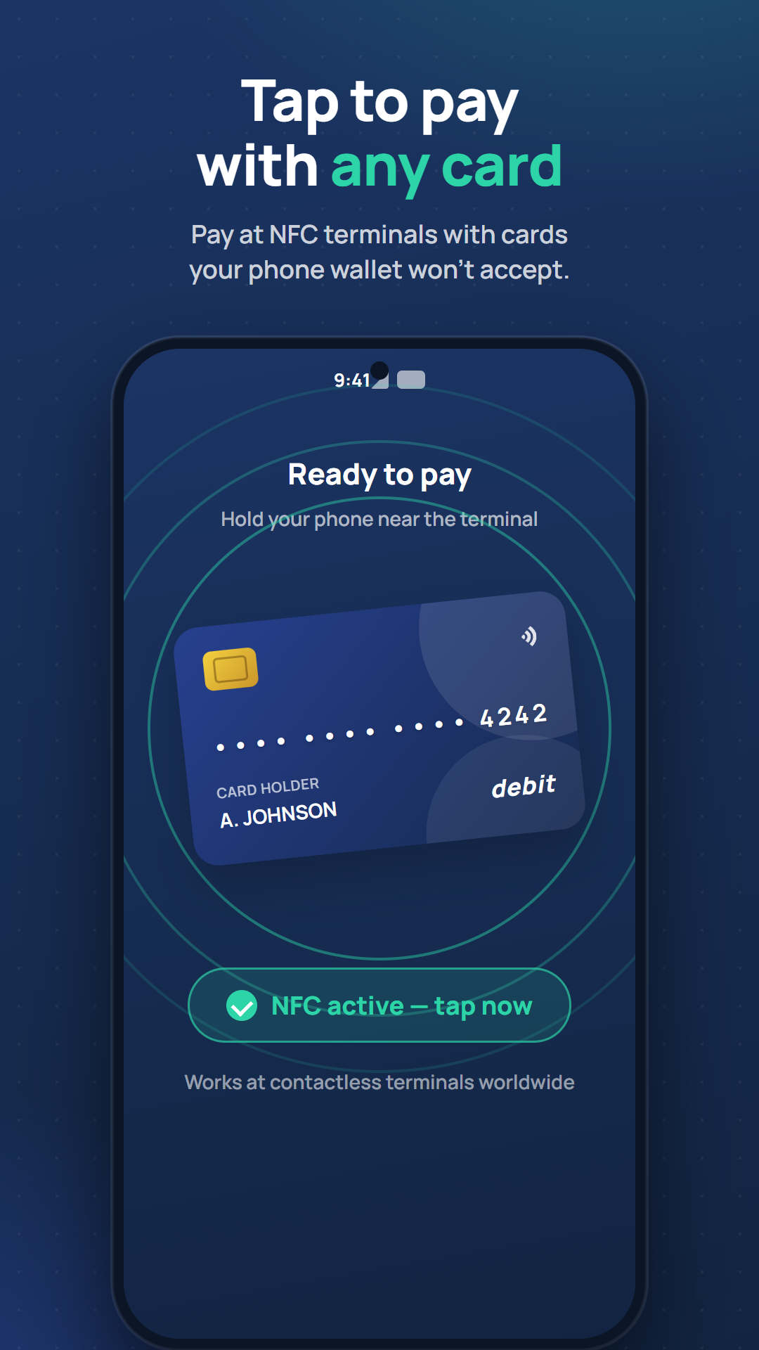 Card Wallet NFC tap-to-pay screen